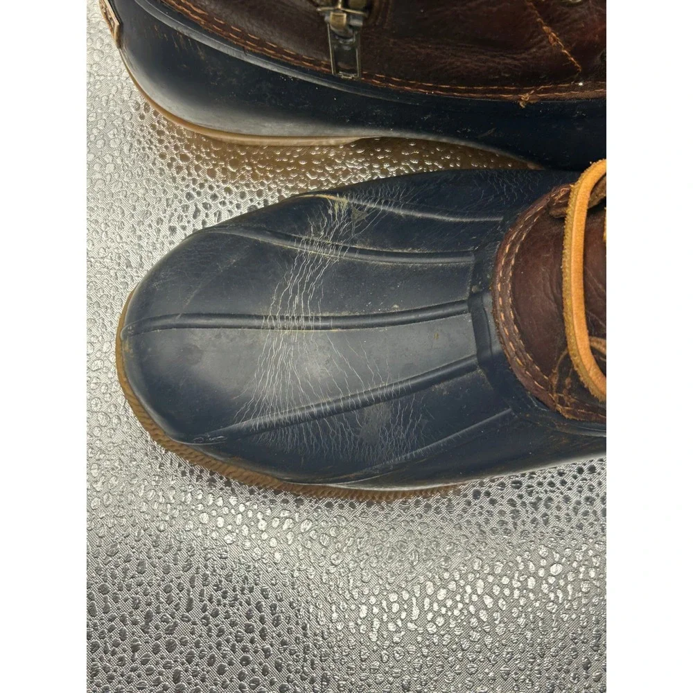 Sperry Saltwater Duck Boots Womens 7 Brown Navy Leather‎ Waterproof STS91175